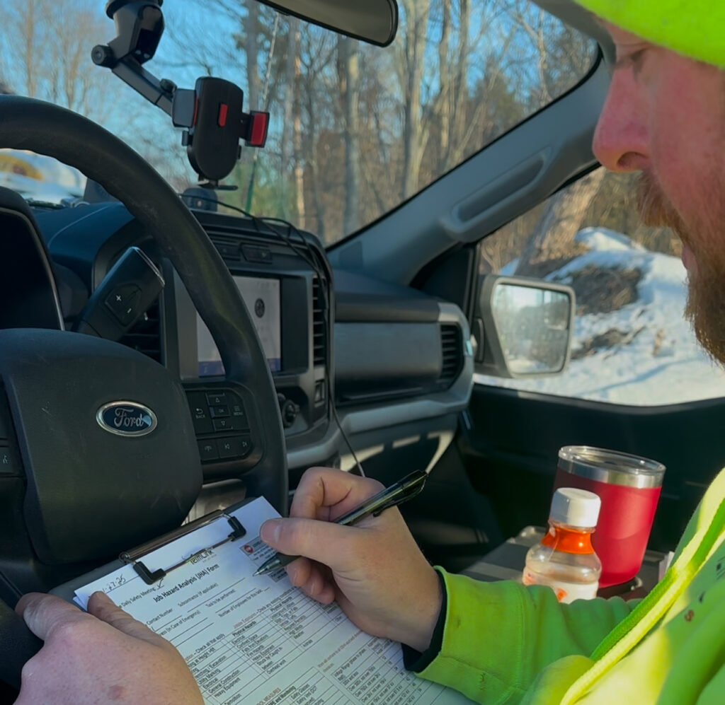 Fiber team wrapping up with final site checks and documentation
