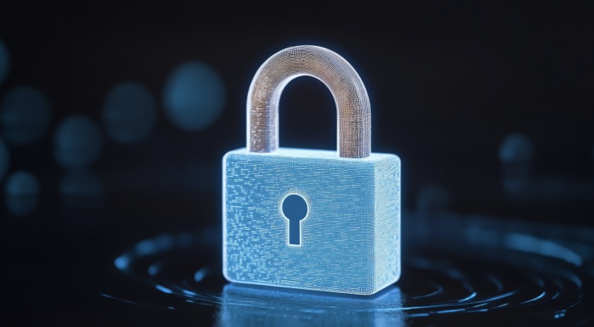 Fiber optic cables and digital data representing the connection between cybersecurity and fiber networks